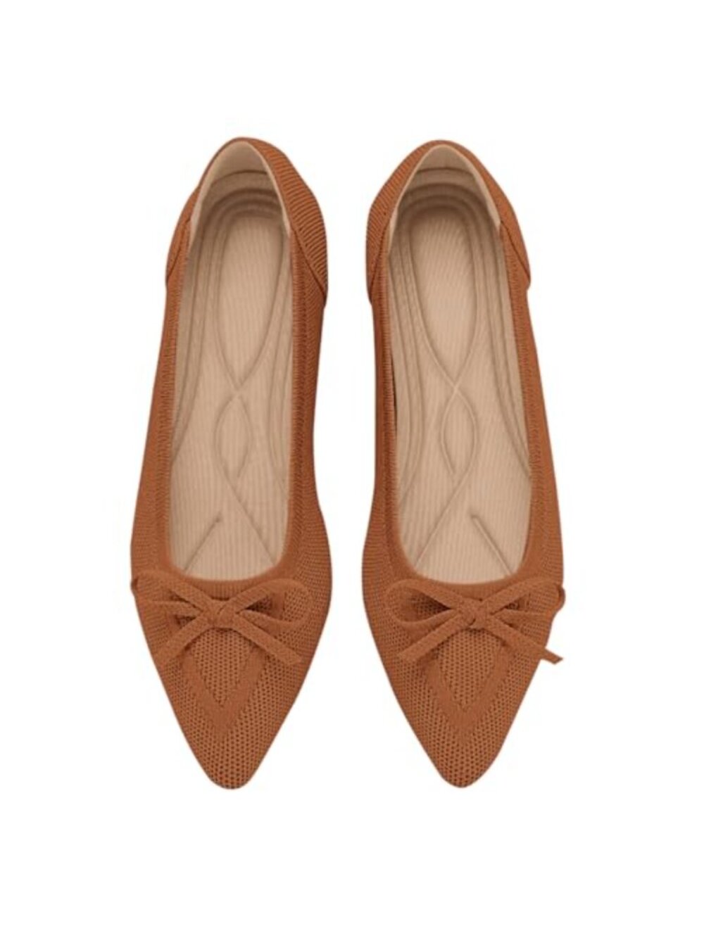 Women's Knit Ballet Flats Pointed Toe Bow Slip On Comfortable Dressy Shoes